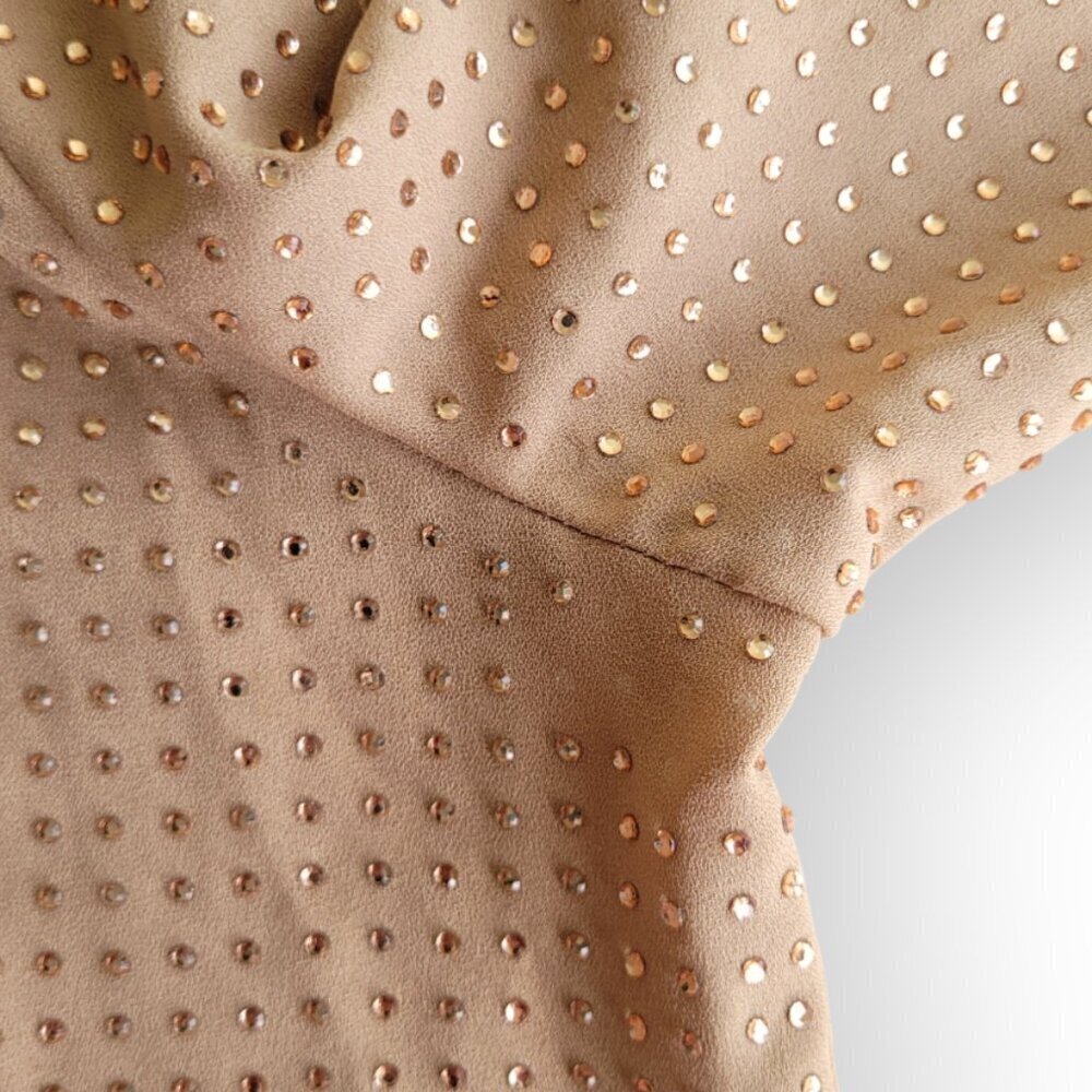 Reiss Matilda Brown Crystal Embellished Shirt Womens Size 6 Evening Party Top - Picture 12 of 15
